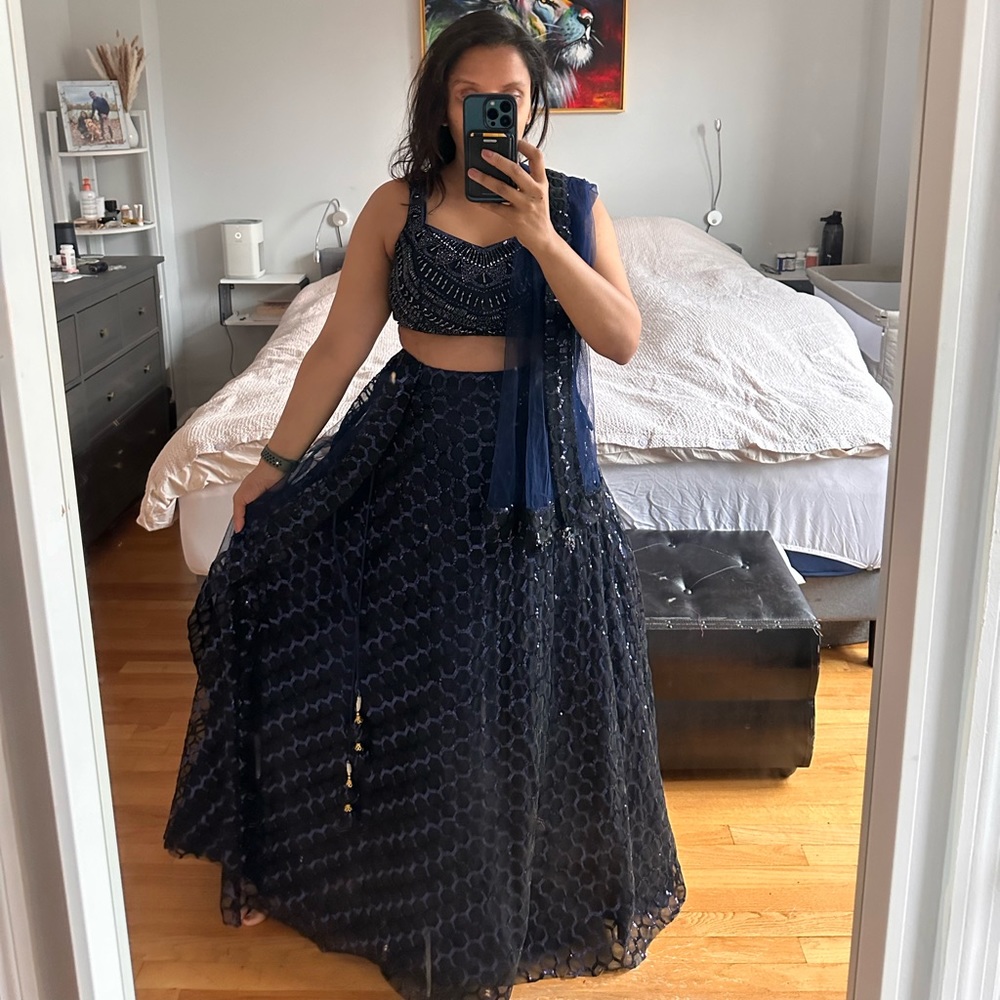 Navy Blue Indian Wedding Lehenga